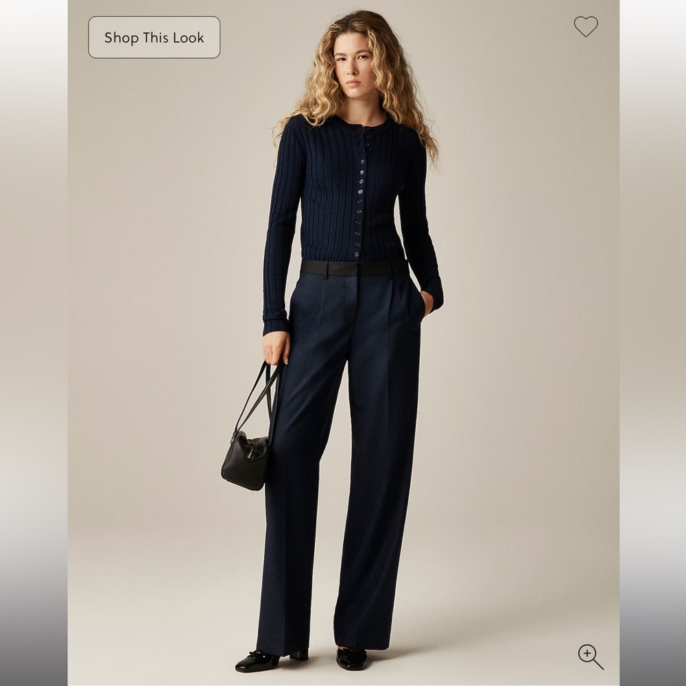 NWT J.Crew Petite Relaxed-Fit Pleated Pant in Wool Blend